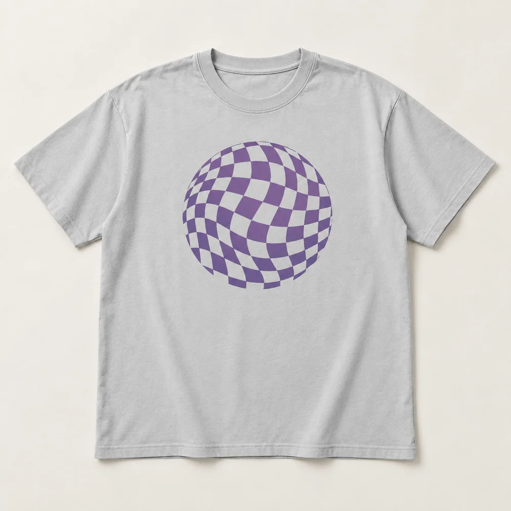 ภาพจำลองเสื้อ BC06 ลายจังหวะของเรา สีเทาอ่อน / ม่วง